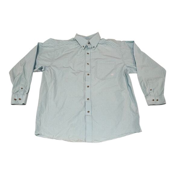 Ariat Shirt Men's 2XL Blue White Pro Series Plaid Button Down Long Sleeve - Picture 1 of 9